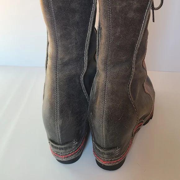 Sorel Cate The Great Wedge Tall Stylish Lace-Up Boots with Red Stitching - Picture 10 of 14